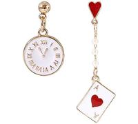 Elegante Reloj de póquer con Dije de corazón, Perlas de imitación, Pendientes asimétricos, Regalo de San Valentín para Mujeres y niñas Professional Process