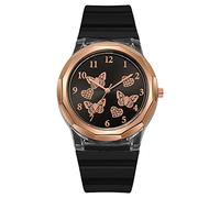 Elegante reloj de pulsera de cuarzo con correa de silicona para mujer con esfera y correa de reloj iluminado para parejas, negro, talla única