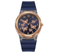 Elegante reloj de pulsera de cuarzo con correa de silicona para mujer con esfera y correa de reloj iluminado para parejas, azul, talla única
