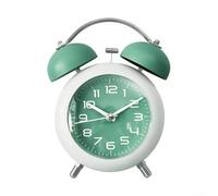 Elegante reloj despertador de doble campana con retroiluminación para alarma fuerte de oficina en casa, sin función de repetición, tictac silencioso, funciona con pilas para mayor comodidad (verde)