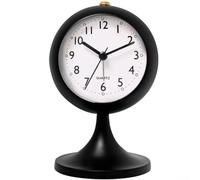 Elegante reloj despertador de metal con forma de trompeta con movimiento silencioso, perfecto para entornos de sueño reparador (negro)