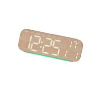 Elegante reloj despertador digital de madera con pantalla grande y lámpara de estado de ánimo, elegante escritorio LED para el hogar, área de trabajo, pared digital de madera simple