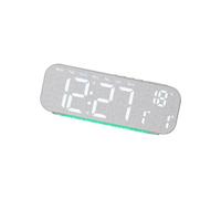 Elegante reloj despertador digital de madera con pantalla grande y lámpara de estado de ánimo, elegante escritorio LED para el hogar, área de trabajo, pared digital de madera simple