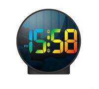 Elegante reloj despertador digital LED curvado con brillo ajustable, doble alarma y función de repetición para un sueño cómodo (es negro)