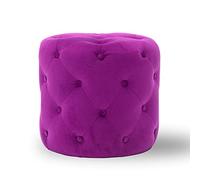 Elegante reposapiés otomano redondo de terciopelo y mesa auxiliar para sala de estar, dormitorio y entrada, taburete multiional, color morado, 18 x 18 x 16 pulgadas