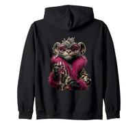 Elegante Retrato caniche Moda Perro Copa de Vino gráfico Cachorro Sudadera con Capucha