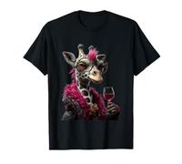 Elegante Retrato Caniche Moda Perro Copa de Vino Gráfico Camiseta
