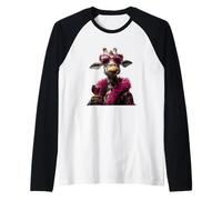 Elegante Retrato Caniche Moda Perro Copa de Vino Gráfico Camiseta Manga Raglan