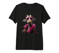 Elegante Retrato Caniche Moda Perro Copa de Vino Gráfico Camiseta Premium