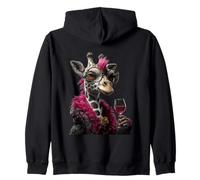 Elegante Retrato Caniche Moda Perro Copa de Vino Gráfico Sudadera con Capucha