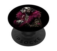 Elegante Retrato Dálmata Moda Perro Vino Rosa Gráfico PopSockets PopGrip Adhesivo