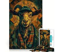 Elegante Retrato de Cabra con Fondo geométrico para Adultos Rompecabezas de 1000 Piezas Rompecabezas Mental Divertido y Relajante Montaje de imágenes Una cálida Sorpresa 38x26cm