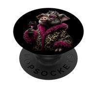 Elegante Retrato de Cerdo Moda Animal Copa de Vino gráfico Redondo PopSockets PopGrip Adhesivo