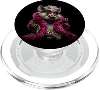 Elegante Retrato de Cerdo Moda Animal Copa de Vino gráfico Redondo PopSockets PopGrip para MagSafe