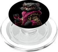 Elegante Retrato de Gato Moda felino Copa de Vino gráfico Redondo PopSockets PopGrip para MagSafe