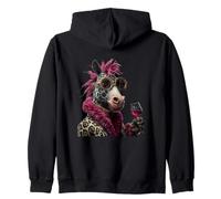 Elegante Retrato de Jirafa Moda Animal Vino Gráfico Sudadera con Capucha