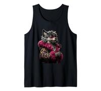 Elegante Retrato de Lobo Moda Animal Rosa Vino gráfico Copa Camiseta sin Mangas