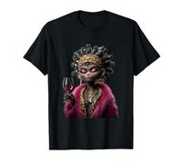 Elegante Retrato De Mono Moda Primate Copa De Vino Gráfico Camiseta