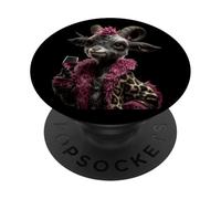 Elegante Retrato De Ovejas Moda Granja Animal Cordero Rosa Redondo PopSockets PopGrip Adhesivo