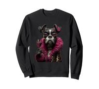 Elegante Retrato de Perro Boxeador Copa de Vino Tinto Moda gráfica Sudadera