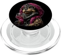 Elegante Retrato de Perro pequeño Moda Copa de Vino gráfico Redondo PopSockets PopGrip para MagSafe