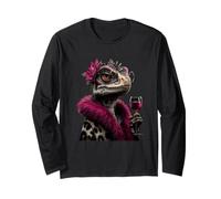 Elegante Retrato Iguana Moda Reptil Vino Gráfico Lagarto Manga Larga
