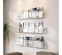 Elegante revistero acrílico ajustable - Soporte de literatura montado en la pared para el hogar, la oficina y la sala de espera - 15.7 x 9.3 pulgadas - Disponible en 1/2/3 opciones de paquete (40 cm