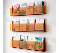 Elegante revistero acrílico - Estante de pared para folletos y soporte de exhibición de cómics para oficina en casa, 31.5 pulgadas de largo, diseño transparente para almacenamiento organizado y fácil
