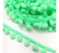 Elegante ribete de pompón de 2 yardas con flecos - Encaje decorativo de cuentas for cortinas y manteles con bolas colgantes for manualidades DIY(Light green)
