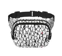 Elegante riñonera con estampado de multitud de pingüinos, elegante y práctica, ajustable, perfecta para viajes y actividades al aire libre, Black, Talla única