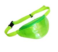 Elegante riñonera con holograma iridiscente para mujer, diseño metálico brillante, estilo punk para mujer, festival, fiesta, viajes, rave, senderismo, actividades al aire libre, Transparente Verde, M,