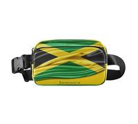 Elegante riñonera cruzada para hombres y mujeres, bolsa cruzada de gran capacidad con correa ajustable para compras, deportes, trabajo, bandera de Jamaica, ilustración 3D de seda, Bandera de Jamaica
