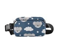 Elegante riñonera cruzada para mujeres, hombres, adolescentes, pequeña riñonera con cremallera con correa ajustable para ciclismo, senderismo, gimnasio, bonito patrón de koala de buenas noches, Bonito