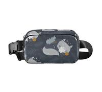 Elegante riñonera cruzada para mujeres y hombres, pequeña bolsa de pecho con correa ajustable para entrenamiento, correr, senderismo, bosques de zorros, color gris, Fox Forests Gris, talla única,