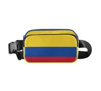 Elegante riñonera para hombres y mujeres, mini bolsa de pecho con correa ajustable para compras, deportes, trabajo, banderas nacionales colombianas, azul, rojo y amarillo, Banderas nacionales