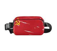 Elegante riñonera para mujeres, hombres, adolescentes, pequeña bolsa cruzada con correa ajustable para viajes, correr, senderismo, bandera de la Unión Soviética de Repúblicas Socialistas Nacionales,