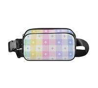 Elegante riñonera para mujeres y hombres, mini bolsa de pecho con correa ajustable para lindas estrellas búfalo a cuadros escoceses coloridos, 8 x 5.3 x 2.3 pulgadas, retro, Cute Star Buffalo Plaid