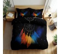 Elegante Romántico Atrapasueños Muy Suave Funda Nordica, 3 Piezas Compuesto por 1 Funda Nórdica 150 x 220 cm + 2 Fundas de Almohada 50 x 75 cm, Negro Juego de Ropa de Cama