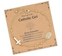 Elegante rosario religioso con colgante de cruz de la Virgen María, diseños de aleación, ideal para regalar o para devociones. Joyas religiosas para la oración de la Virgen María de aleación, talla