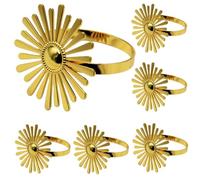 Elegante servilletero, Paquete de 6 servilleteros Girasol, Bodas, Aniversarios, Mesa Hotel, Dorado