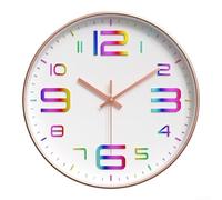 Elegante Silencioso 30CM Plástico, Reloj de Pared, Con, 3D Arco Iris, Números, Para, Casa (oro)
