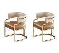 Elegante silla de comedor de respaldo bajo con asiento de cuero y patas de latón, sillón tapizado blanco moderno para cocina y comedor, elegante solución de asiento para invitados