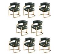 Elegante silla de comedor tapizada de cuero con patas de latón, elegante sillón de respaldo bajo para cocina y comedor, asiento moderno con acabado blanco para invitados