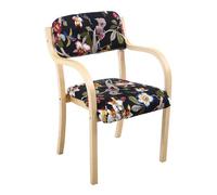 Elegante sillón floral negro con tapicería de lino de algodón transpirable, ideal para restaurante, pub, cafetería, oficina, cocina, sala de estar o dormitorio, diseño ergonómico elegante y cómodo