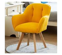 Elegante sillón giratorio de terciopelo amarillo, silla moderna para comedor, oficina y espacios pequeños, silla tapizada con patas de madera, ideal para invitados y relajación