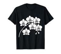 Elegante Silueta de Flor de orquídea Blanca en Formas Negras Mania Camiseta