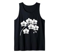 Elegante Silueta de Flor de orquídea Blanca en Formas Negras Mania Camiseta sin Mangas