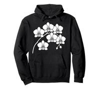 Elegante Silueta de Flor de orquídea Blanca en Formas Negras Mania Sudadera con Capucha