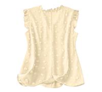 Elegante sin mangas de gran tamaño blusa de verano con cuello holgado con cuello en V blusa casual que ofrece frescura en los días calurosos perfecta para vacaciones de ocio tejido aireado, beige, 3XL