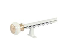 Elegante sistema de riel de cortina montado en la pared, barra divisora de habitación de lujo con poleas silenciosas y elegantes tapas finales, 360 cm, perfecto para interiores modernos
